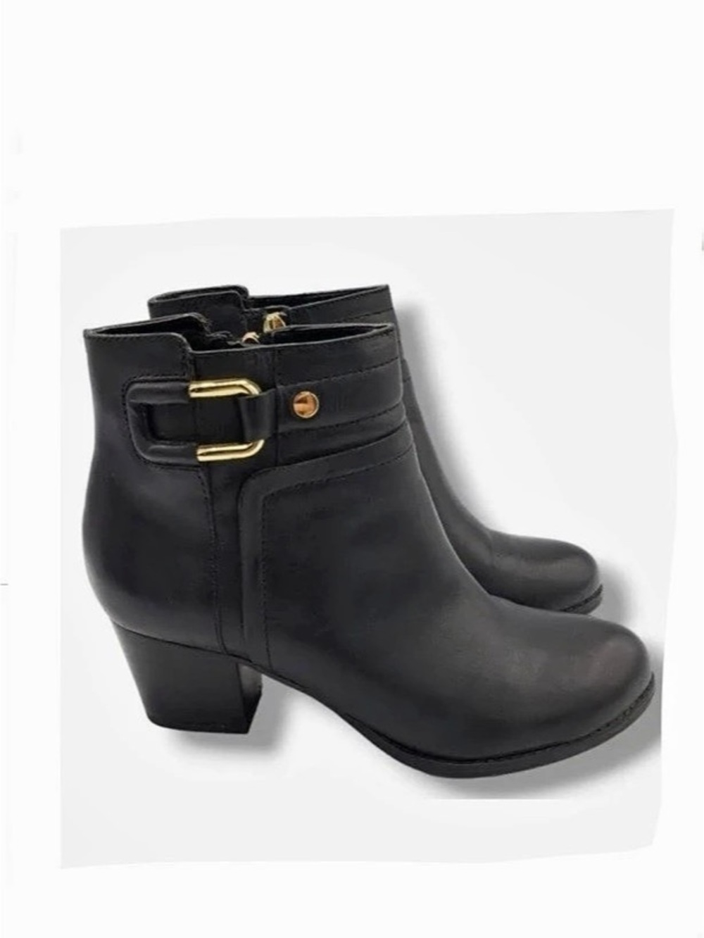 Franco Sarto Black Leather Halstead Booties Sz 7.5M